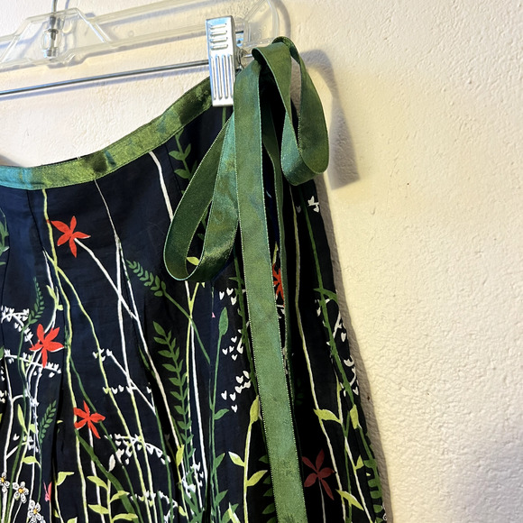 RAVIYA Skirt 100% Cotton Tropical Floral Side Zip & Bow Short Lined Women Medium - Picture 5 of 7